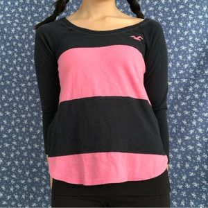 vintage hollister striped black & pink long sleeve